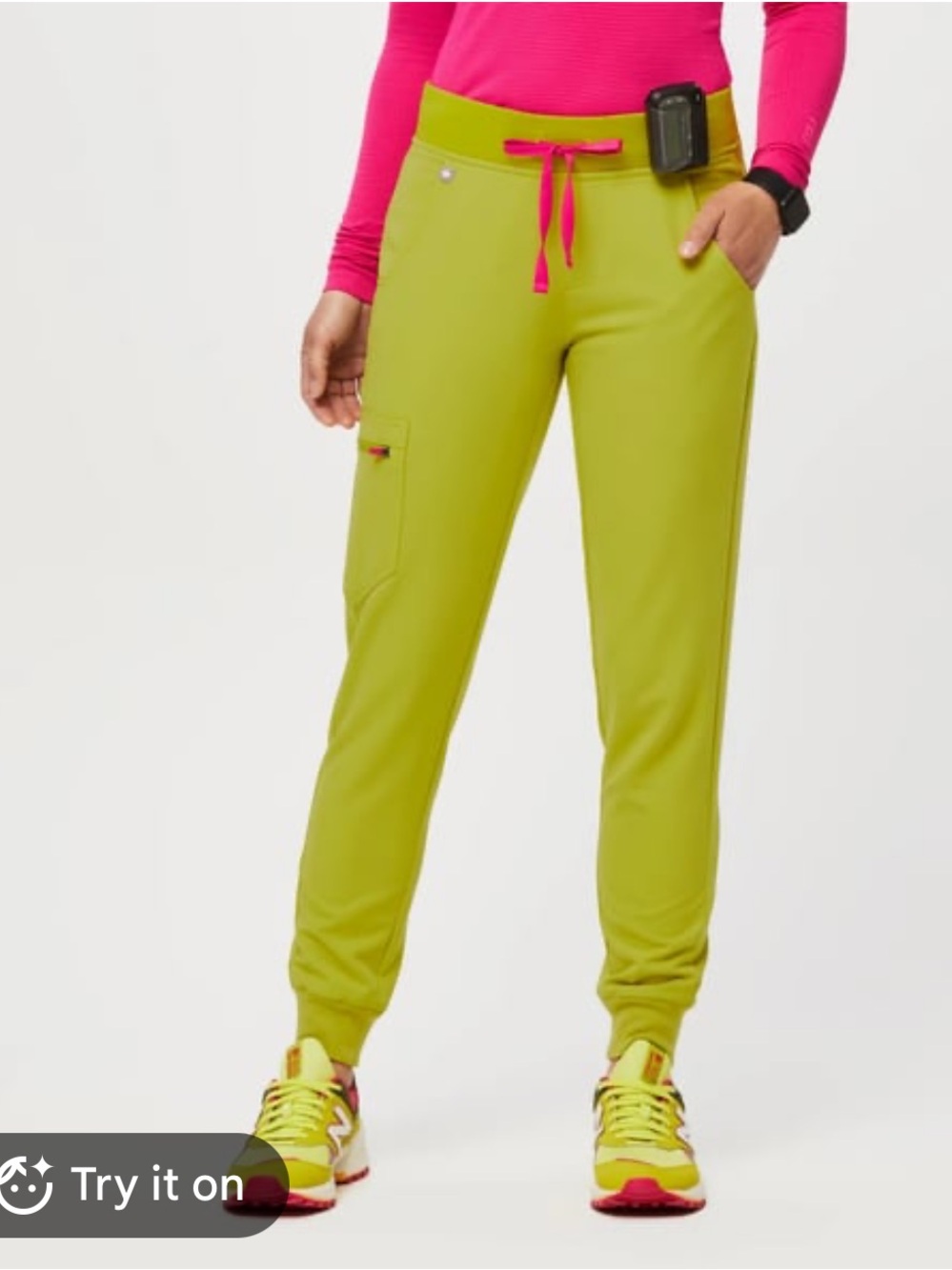 Figs Zamora Joggers Neon Green Drawstring Size XXSmall